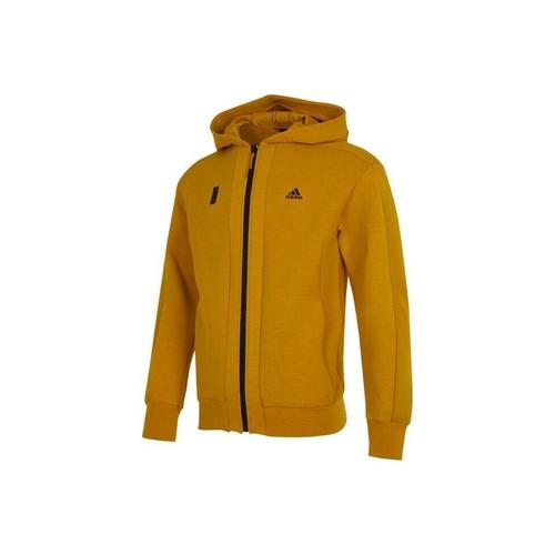 adidas men s brown windproof hooded jacket with letter print, sporty and casual M
