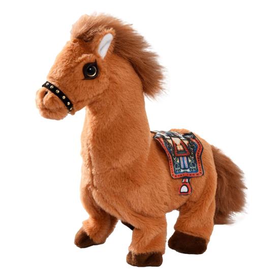 Electric Plush Horse Toy Kids Walking Movable Tail Interactive Horse Plushie Toy Toddlers Boys Girls Educational Simulation Stuffed Animal Toy