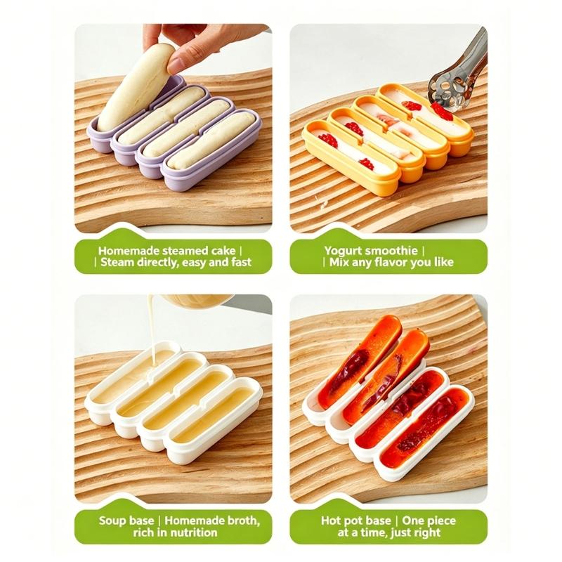 Flexible Silicone Ice Molds 4 Grids Ice Cubes Tray with Lid Suitable For Chilling Beverages And Parties