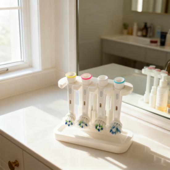 Yousheng Toothbrush Head Holder Electric Toothbrush Head Stand Toothbrush Organizer Holds 4 Toothbrush Head for Oral-B Bathroom Sink Storage