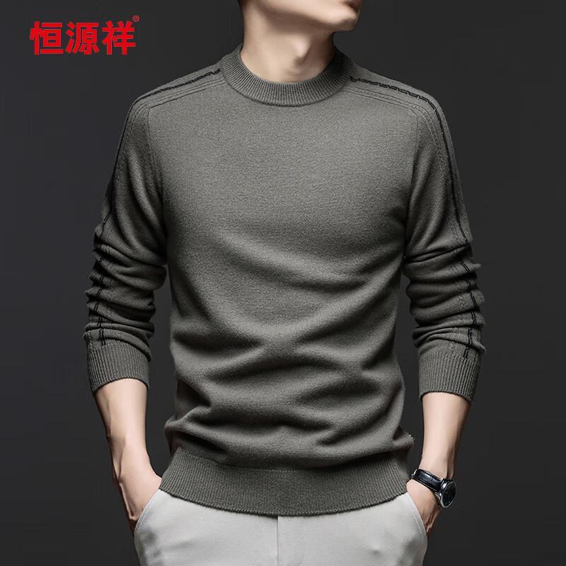 Hengyuanxiang Men's Crew Neck Wool Blend Sweater