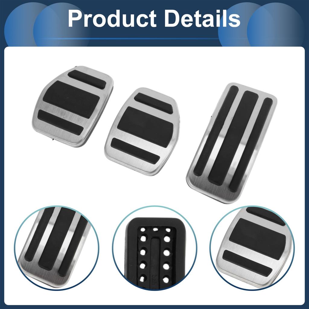 ABSOPRO 1 Set Manual Footrest Pedal Footrest Pedal Footrest Dead Pedal Pad Covers for Peugeot 208 Stainless Silver Tone Covers, Pads, 2013-2018,