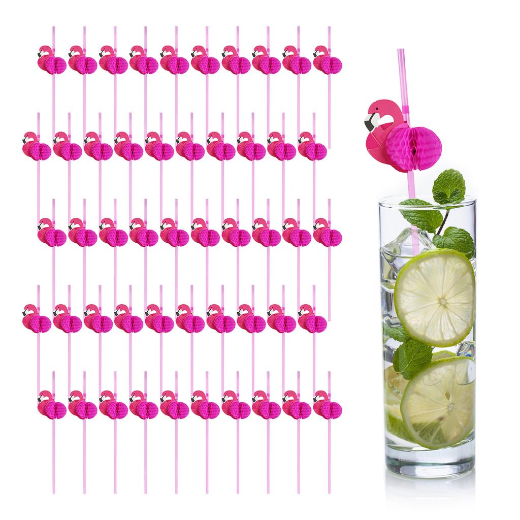 50 to 150pcs/lot Paper Straws For Flamingo Pineapple Drinking Straws Cupcake Hawaiian Decoration Supplies Paper Drinking Straws