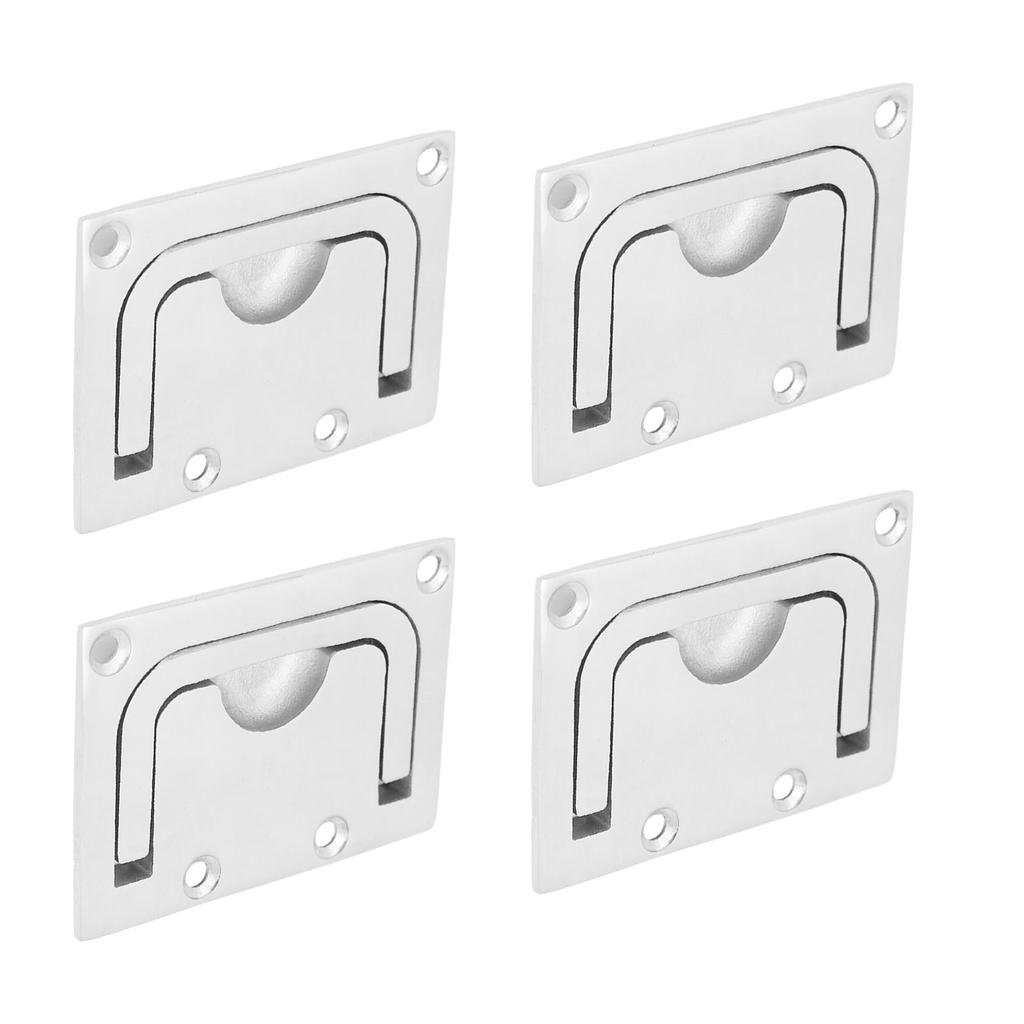 4PCS Boat Cabinet Flush Mount 316 Stainless Steel Square Flush Pull Ring Handles for Furniture