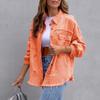 Femmes Veste Déchirée Poche Décor Couleur Unie Simple Boutonnage Manches Longues Hip Hop Streetwear Revers Lâche Vintage Femmes Printemps Automne Manteau