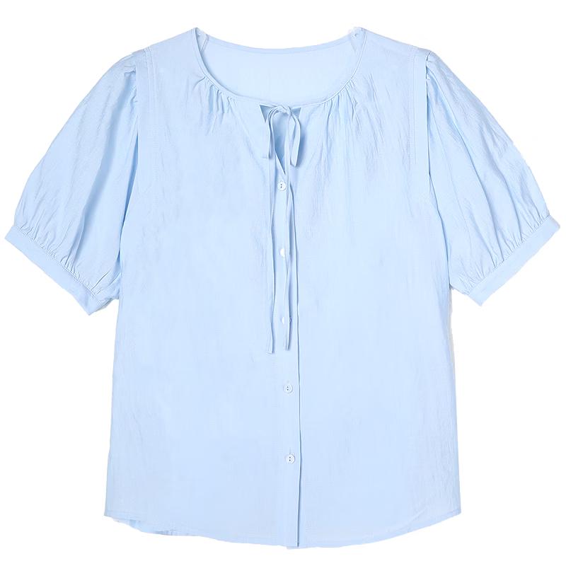 Betu Women s Summer Tie-Front Linen-Look Short Sleeve Shirt S