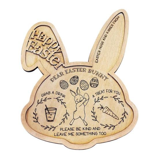 Easter Bunny Treat Wooden Fruits Candies Desserts Serving Tray Tray Rabbit Shape Appetizer Snacks Food