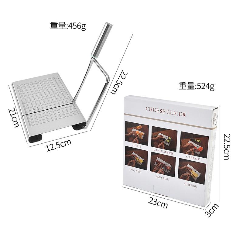 Stainless steel blade cheese bread cutter, cheese butter calibrated slicer, small kitchen baking tool
