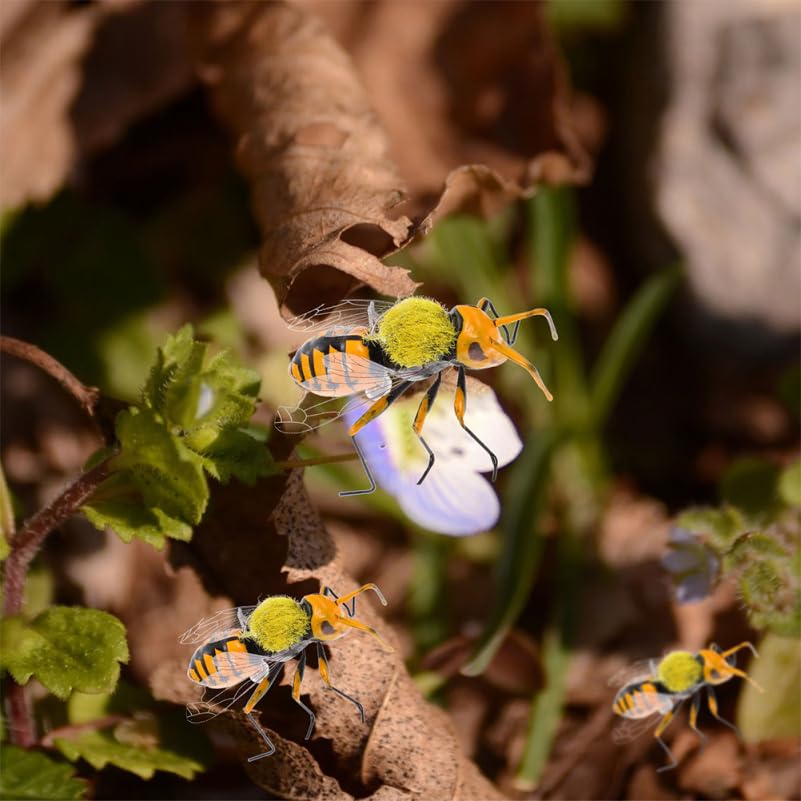 TOYANDONA Figuras de Abelha, Conjunto de 2, Modelos Realistas de Abelha Europeia, Modelos Educacionais de Insetos para Crianças, Decoração de Jardim, Figuras de Aprendizagem de Ciências, Animal