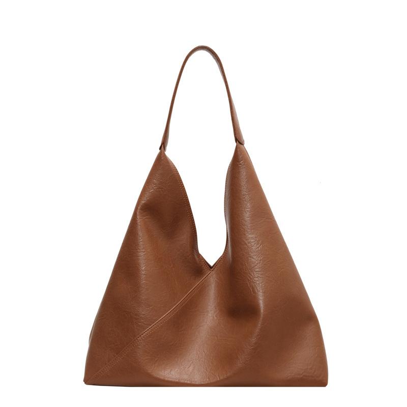 

Вместительная сумка для поездок на работу, женская, новая мода 2025, ретро сумка через плечо, повседневная универсальная сумка-тоут под мышкой, из мягкой кожи коричневый