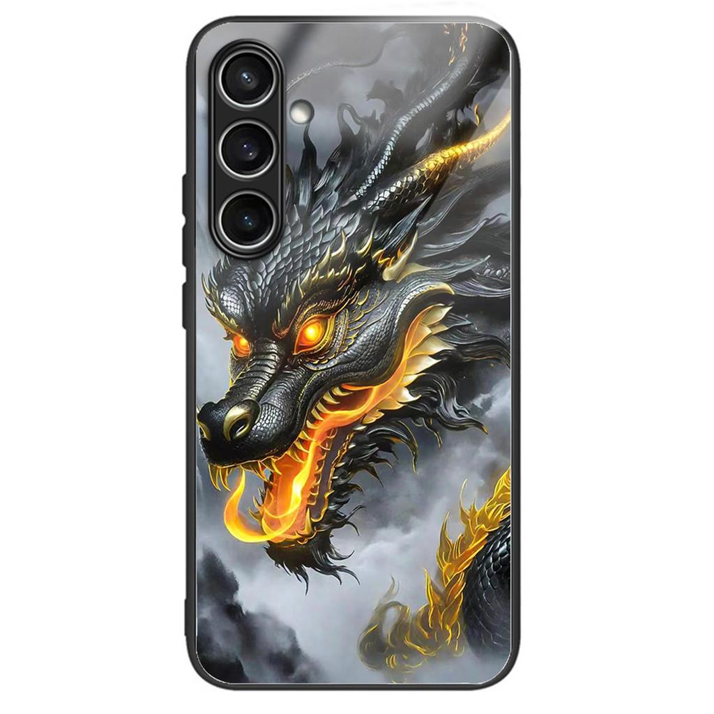 For Samsung Galaxy S24 FE Case Tempered Glass TPU Drop-Proof Phone Cover Pattern Printing