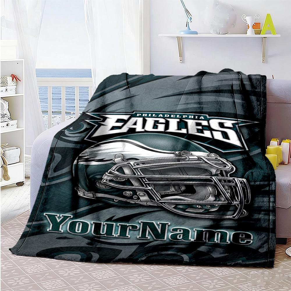 Philadelphia Eagles Customize Text Blanket Throw Personalized Blanket Soft Warm Cozy For Bedding Home Decor Chair Bed For All Occasions