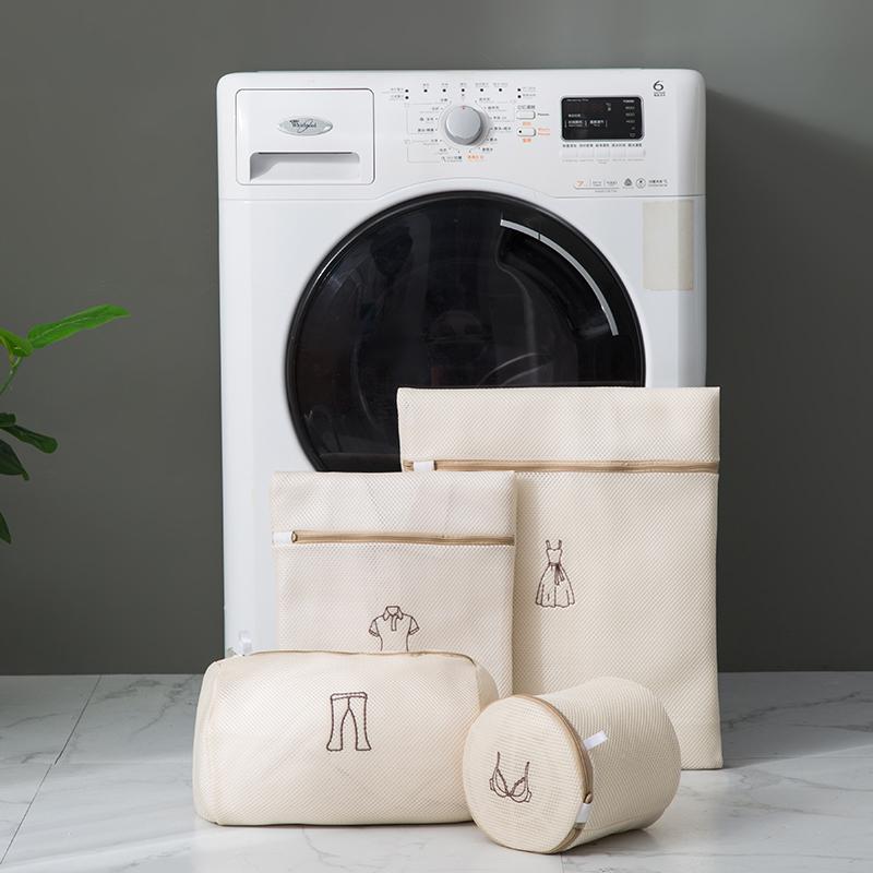 4/6pcs Embroidered Style Laundry Bag Double Layer Thickened Clothes Cleaning Protect Bag Anti-deformation Clothing Organizer