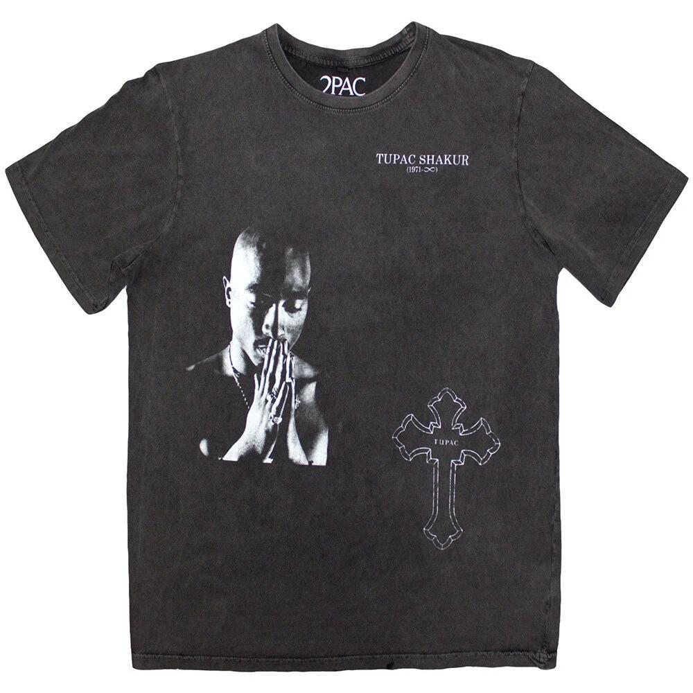 Tupac Unisex Stone Wash T-Shirt: Photo Cross (Medium) 3XL