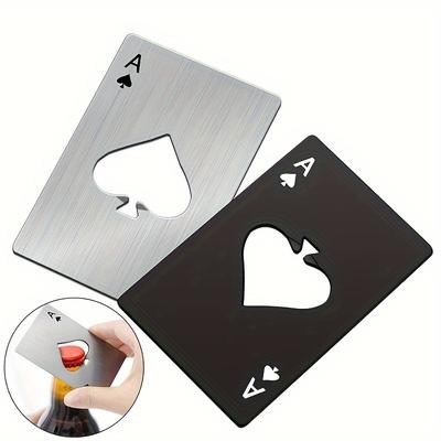 En kreativ pokerformad rostfri kapsylöppnare i kreditkortsstorlek för barer och restauranger, öl gyllene kapsylöppnare gåva