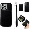 For iPhone 16 Pro Max Case Detachable Zipper Card Bag PU+TPU Kickstand Phone Case with Strap