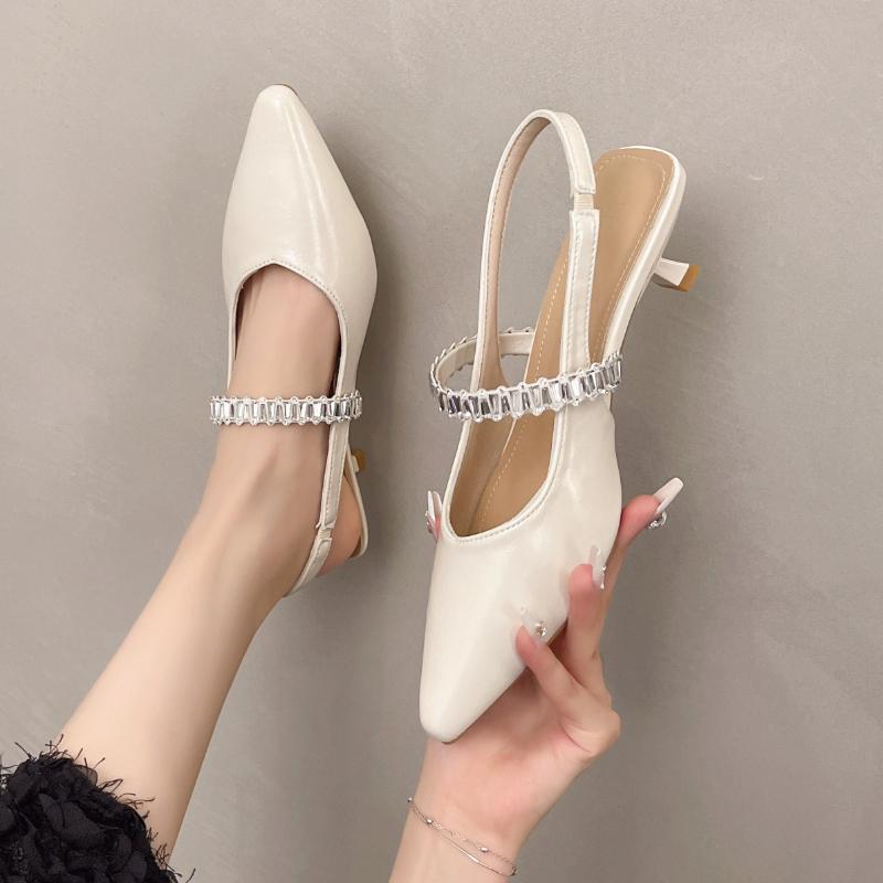Shoes for Women 2026 New Summer Pointed Toe Stiletto Women's Sandals Buckle Strap Fashion Rhinestone Dress Sandals Women