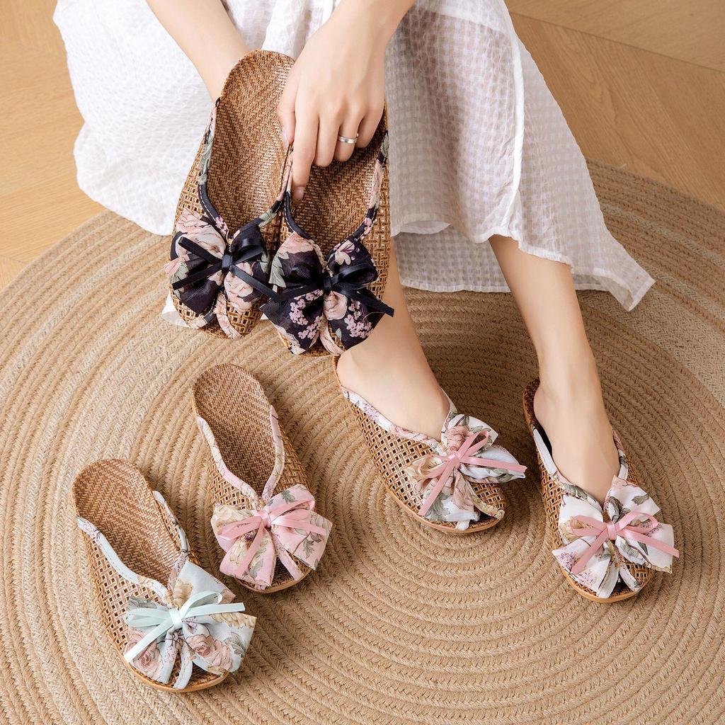 Korean Style Cute Woven Grass Slippers - Soft, Non-Slip, Silent Indoor Summer Footwear