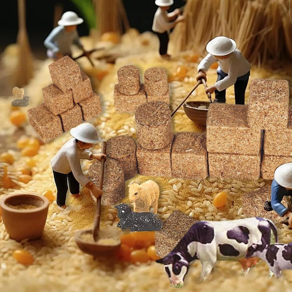 4 Stück Mini-Heuballen Mini-Stroh Heu Miniaturfigur Künstliches Heu Für Mini-Haus Dekoration DIY Herbsternte Basteln
