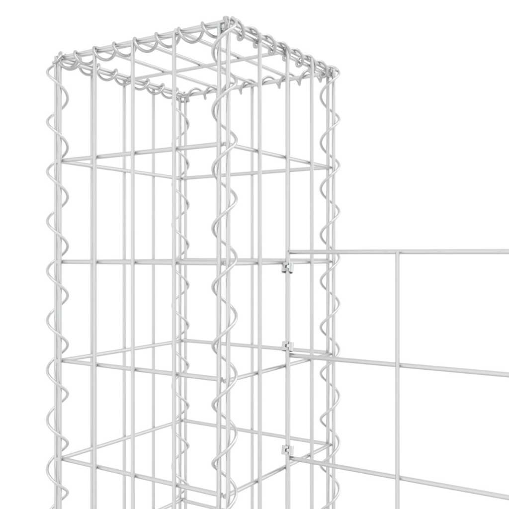 vidaXL Gabionenkorb U-Form mit 6 Säulen Eisen 620x20x150 cm