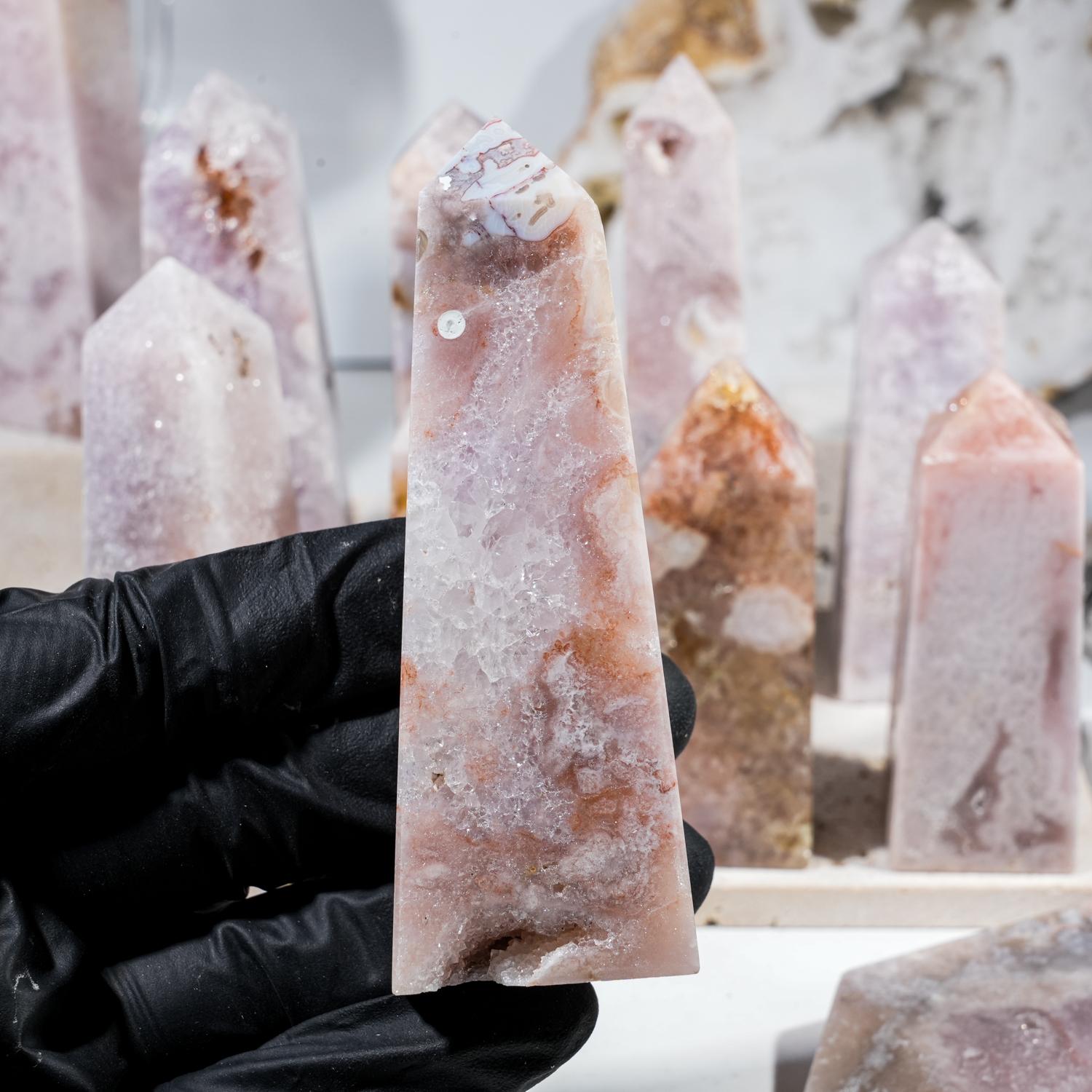 Factory Price Healing Crystal Pink Amethyst Crystal Tower Point Tower One Size