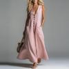 Spring/Summer 2026 Deep V-neck Solid Color Casual Dress with Patch Pockets