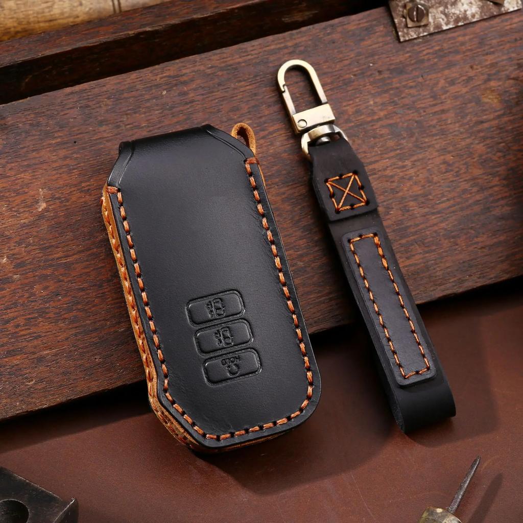 Genuine Leather Auto Key Fob Cover Case Auto Accessories Fit For Kia Sportage Ray Sorento Soul Telluride Cerato K5 K8 K3 Kx3 Kx7 Seltos