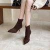 2025 Autumn and Winter New Pointed Thin Heel High Heel Temperament Thin French Fashion Sexy Beauty Female Internet Celebrity Short Boots