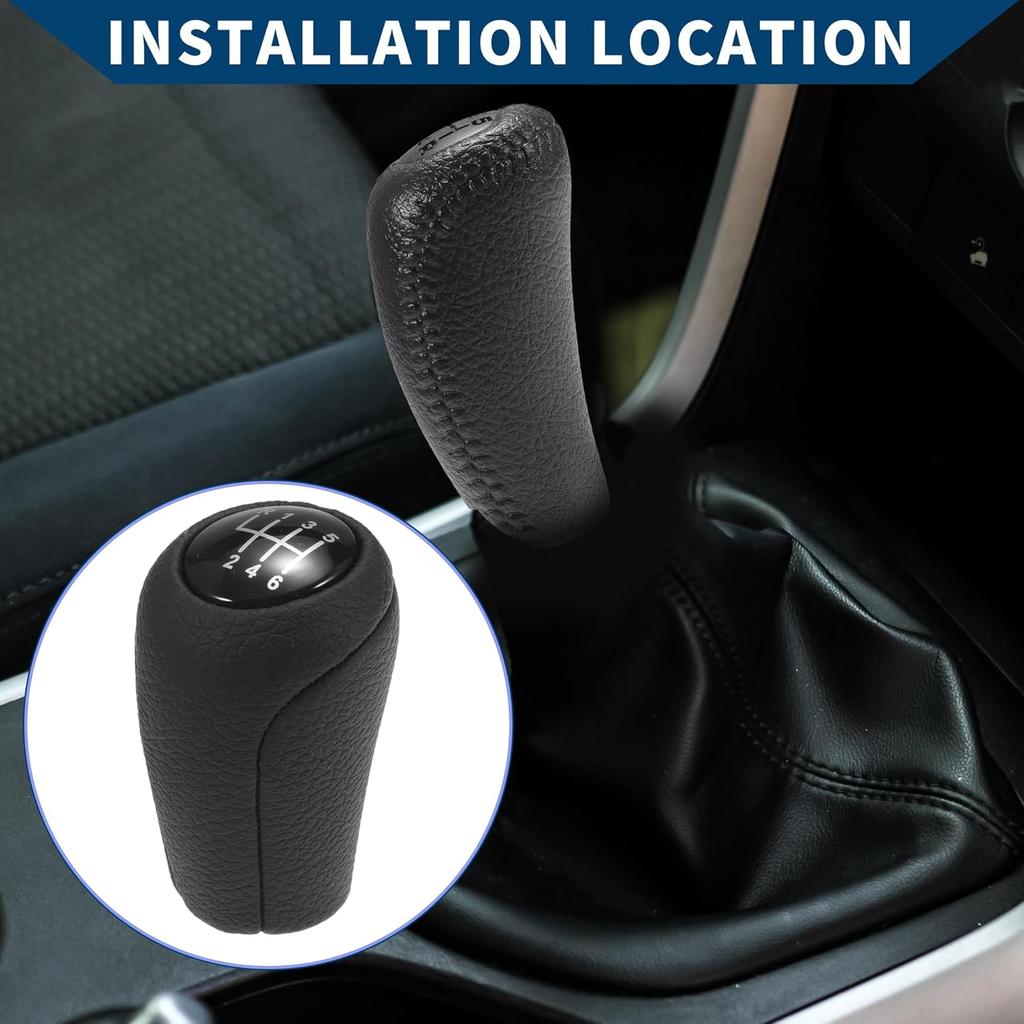 6 Speed Manual Gear Shift Knob for Mazda 3 2010-2013 / Front Automotive Gearbox Stick Shifter Lever Knob Durable Faux Leather Plastic / 1 Pcs Black