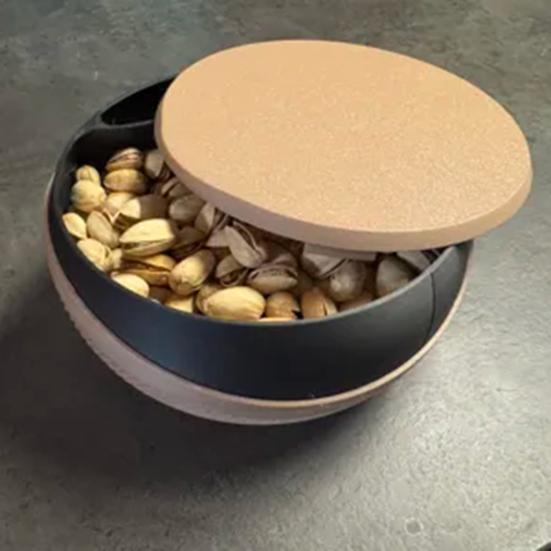 3D-gedruckte Nuss-Samen-Schale Doppellagige Snackplatte mit Schalenfach Früchte