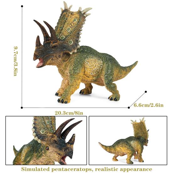 Figurine Pentaceratops Model Realist Dinosaur Sculptură Decor de Birou Jucărie Educativă Dino pentru Copii Copilași Băieți Cadou de Ziua de Naștere