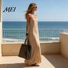 Versatile Women Dress Women's Sleeveless Maxi Dress, Square Neck Spaghetti Strap Retro Style Casual Long Summer Slit Beach Vacation Sundress Everyday