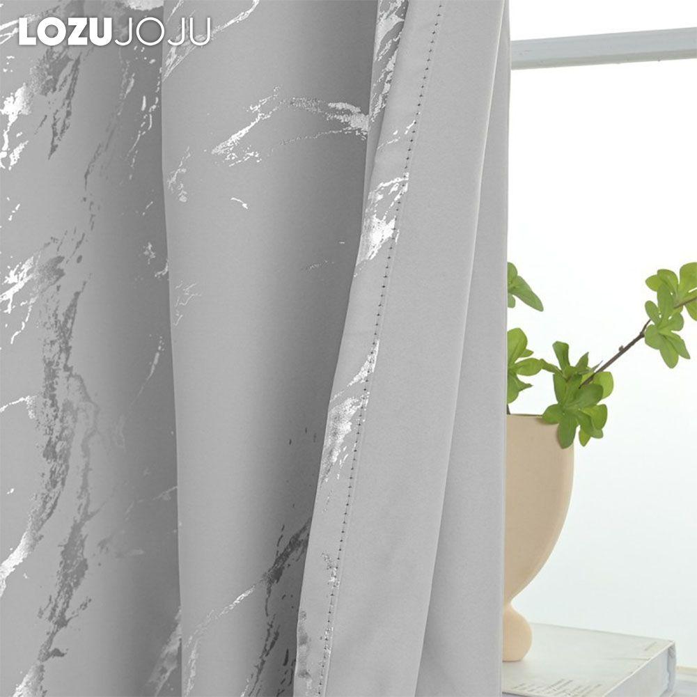 1PC LOZUJOJU 80% Blackout Fashionable and Minimalist Curtains with Silver and Marble Texture for Living Room Bedroom Balcony Window Home Decor