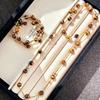 High-Quality Retro Design High-Quality Natural Tiger'S Eye Stone Sweater Chain Necklace