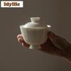 130ml Ivory White Pine Bamboo And Plum Gaiwan Aesthetic Tea Tureen Household Tea Bowl With Lid Kit Tea Maker Cover Bowl Teaware