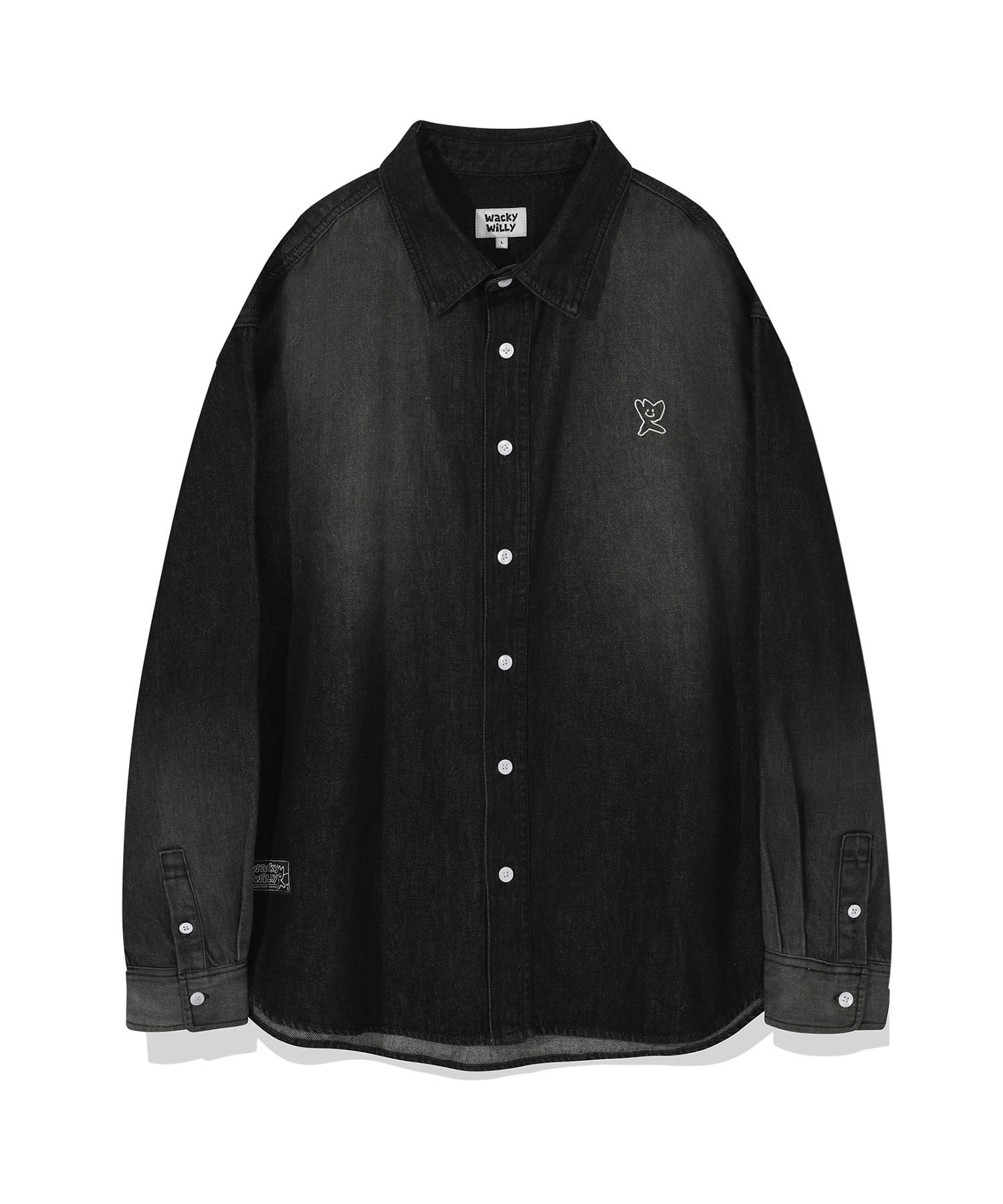 Wacky Willy Washed Denim Long Sleeve Shirt Black L