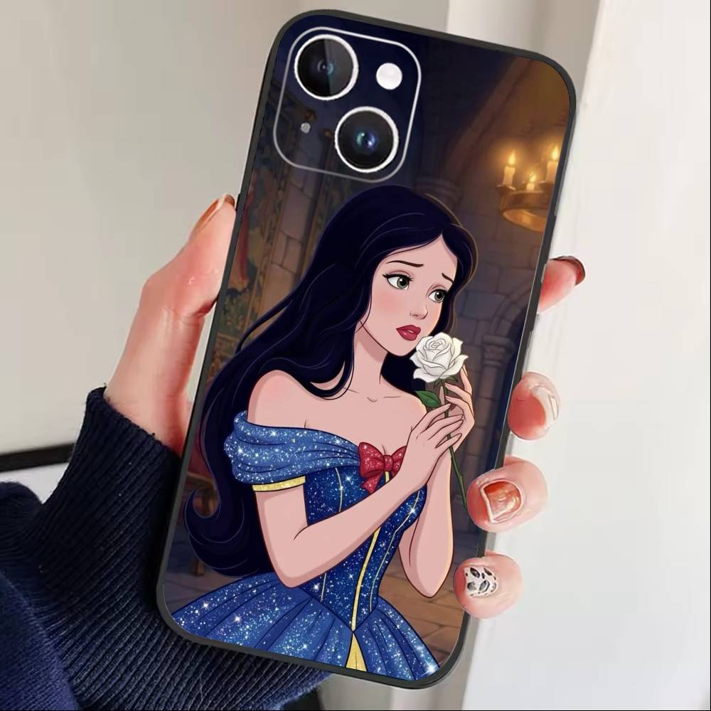 T-Rapunzel Princess Phone Case For iPhone 17 16 15 14 13 12 Max Plus Silicone Black Cover