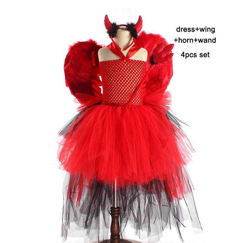 Girls Devil Witch Tutu Fancy Dress