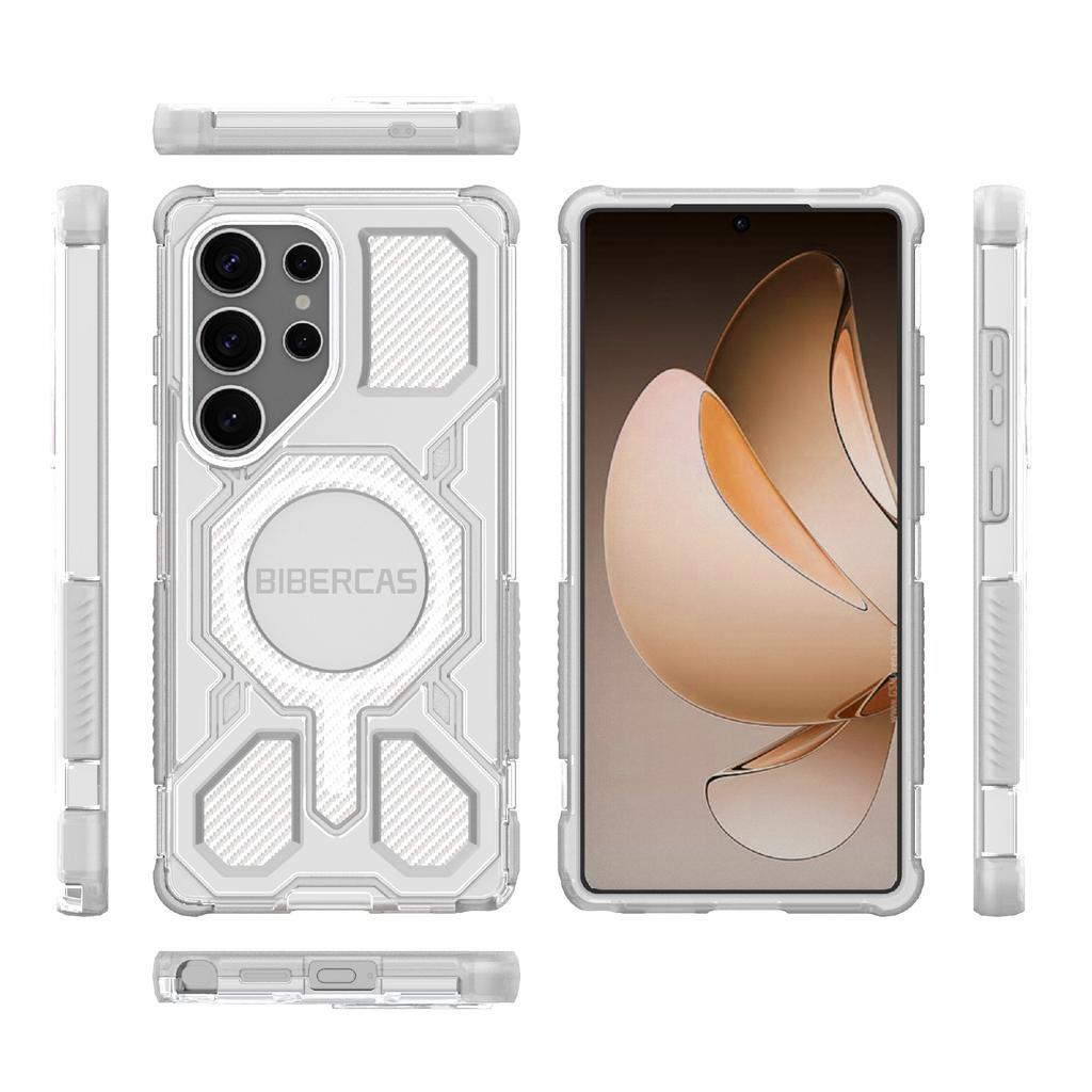 BIBERCAS J-16 Transparent Series For Samsung Galaxy S25 Ultra Case Compatible with MagSafe TPU+PC Phone Cover