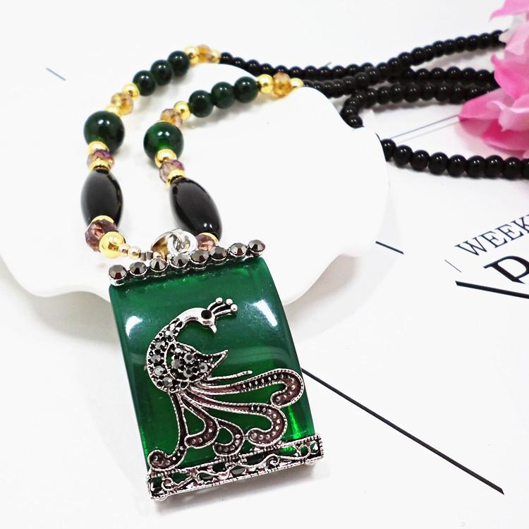 Ethnic Style Long Necklace: Retro Water Drop Pendant with Colored Shell for Fall/Winter