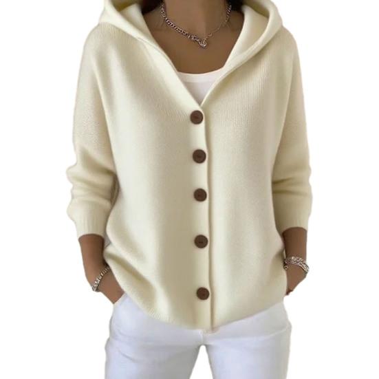 Women's Hooded Cardigan Sweater Casual Long Sleeve Button Down Knit Hoodie Coat Oversized Fall Outerwear