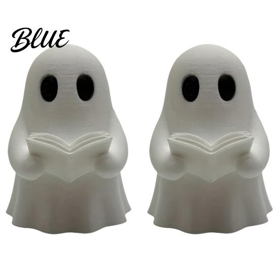 Decorative Figures for Bookshelves Halloween Mini Ghost Reading Book Ornament 3D Printed Cute Little Handmade Table Centerpieces Figurine,