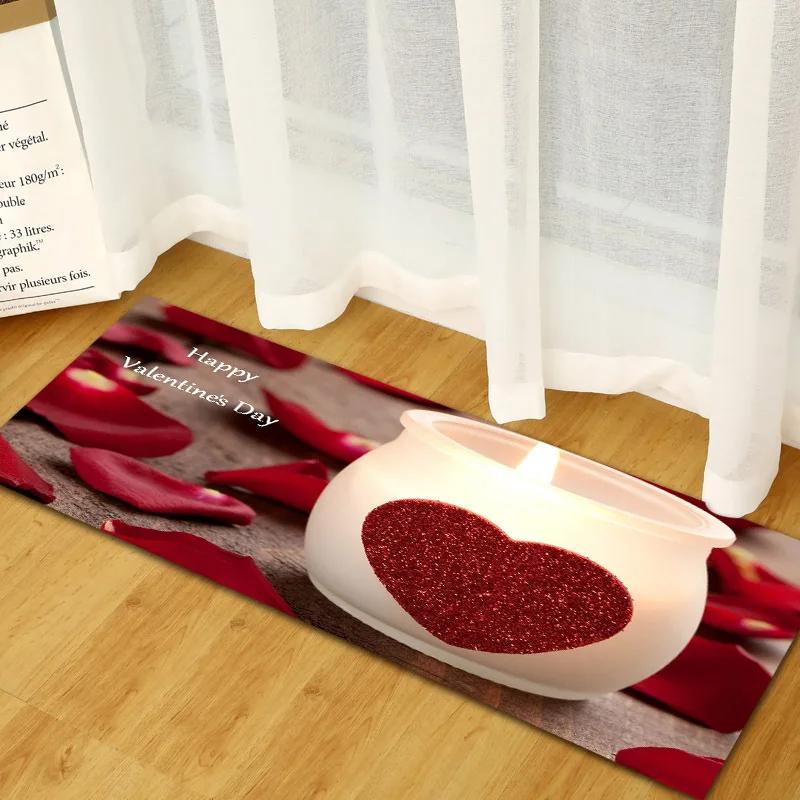 Valentine's Day Non-slip Restaurant Pad Home Porch Pad Entrance Door Mat Rectangular Corridor Area Carpet Kitchen Mat