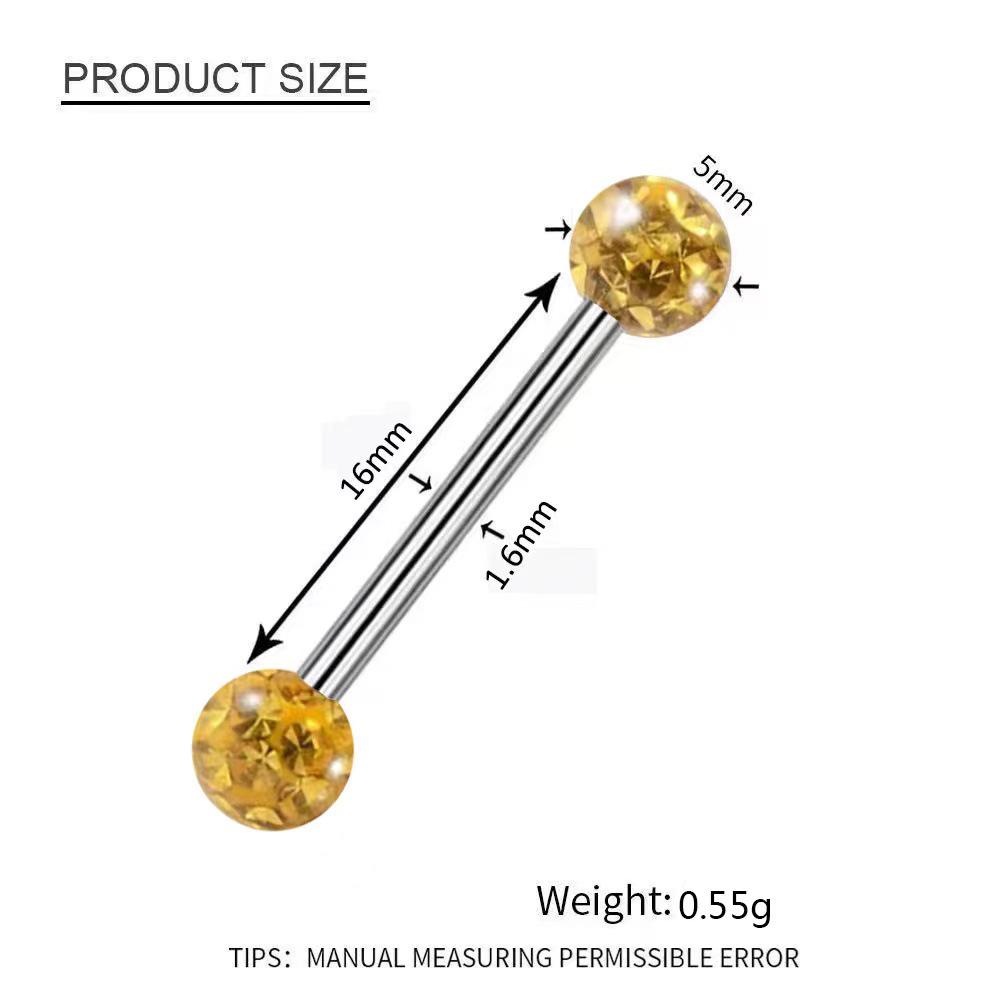 Titanium Shamballa Diamond Ball Tongue Stud with Polymer Clay Diamond Inlay - 14G Body Piercing Jewelry
