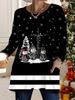 2025 Autumn Winter New Plus Size Women's Tops, Christmas 3D Print Fashion Crew Neck Long Sleeve T-Shirts