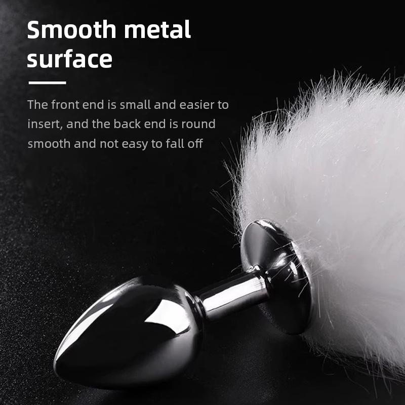 Metal Anal Plug with Soft Fox Tail for Men Women Wearable Intimate Toy for Cosplay Roleplay Sensual Massage Adult Bedroom Fun