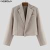 INCERUN Autumn Winter Men Long Sleeve Melton Cropped Short Blazer Coats