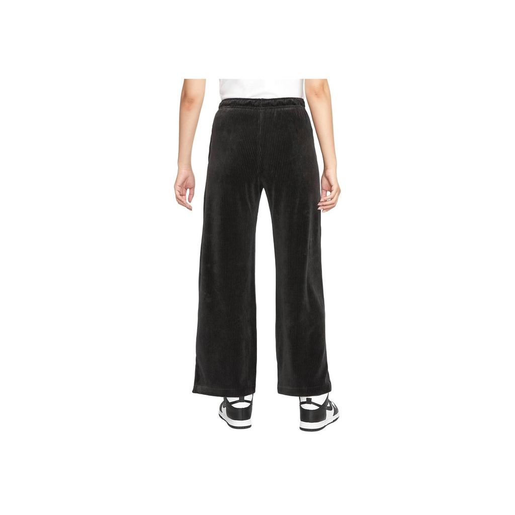Nike Solid Logo Print Corduroy Wide Leg Long Pants Split Sports Pants Women Pants Black DQ5922-010
