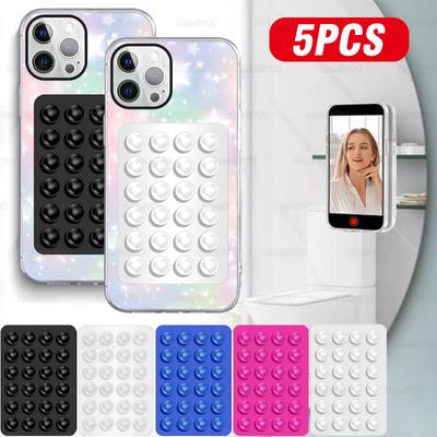 Lot de 5 supports adhésifs à ventouse en silicone pour téléphone portable, antidérapants, mains libres