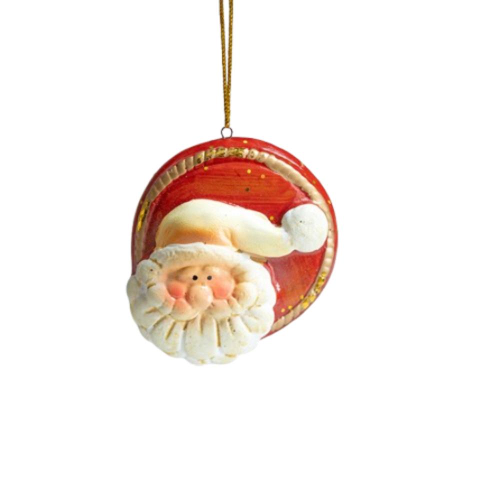 Retro Santa Claus Red Pottery Pendant Cartoon Exquisite Christmas Tree Hanging Ornaments Handcrafted Merry Christmas Decoration